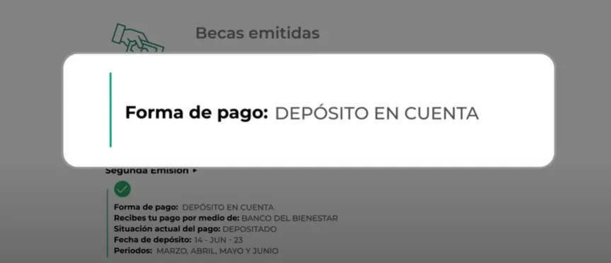 Método de pago de la beca Benito Juárez por depósito en cuenta bancaria