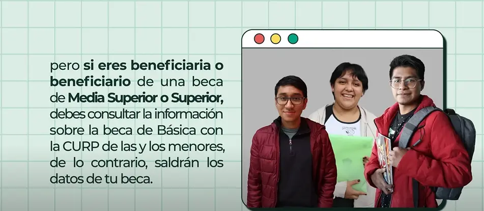 Beneficiario consultando datos de su beca ingresando la CURP en la plataforma Benito Juárez