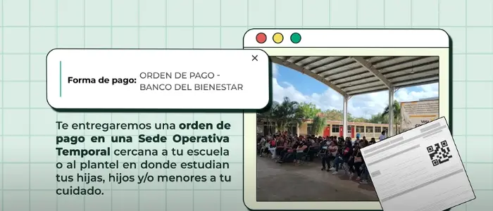 Orden de pago de la beca Benito Juárez entregada en una Sede Operativa Temporal cercana al plantel escolar