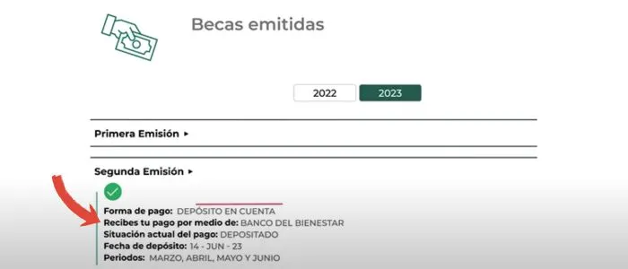 Medio de pago por el cual se recibe la beca Benito Juárez