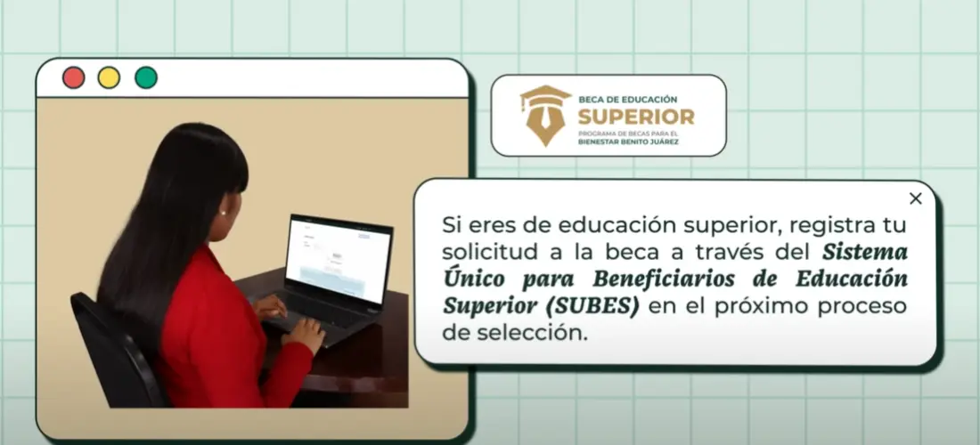  Estudiante universitario registrando su solicitud de beca Benito Juárez en el sistema SUBES durante el proceso de selección